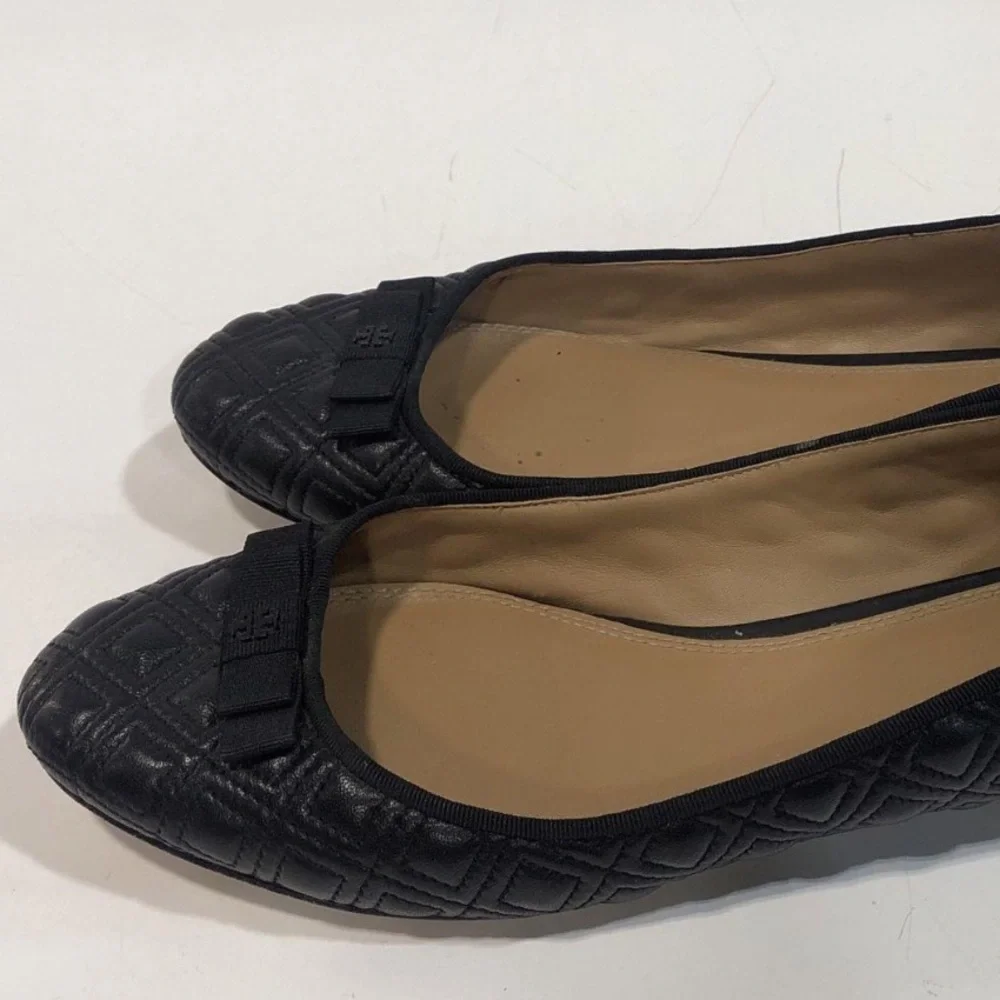 Women’s Tory Burch Black Quilted Leather Ballet Flats Size 9M